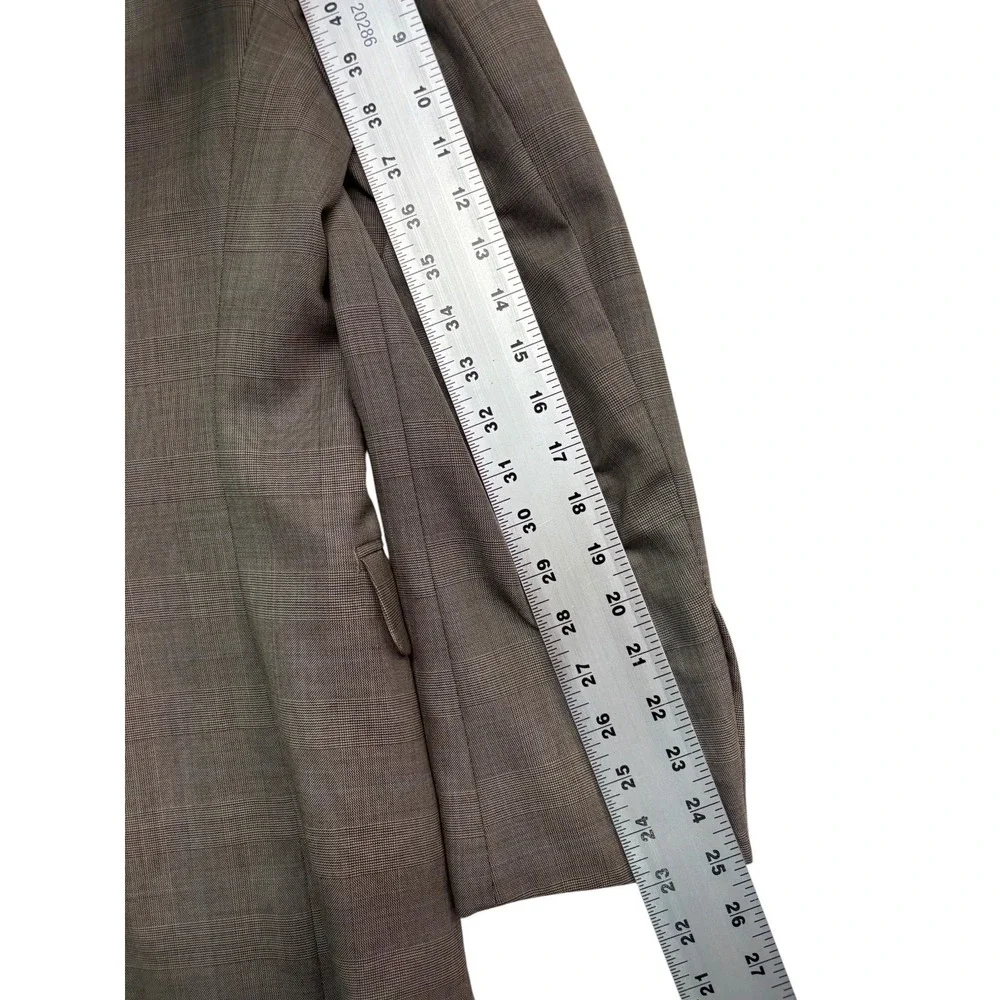 Ralph Lauren 40R 34x30 Taupe Glen Plaid 2pc Pant Suit Wool Pleated Cuffed